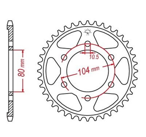 Couronne Acier Kawasaki - 525 - 42 Dents - Similaire JTR1489 - Made in Germany