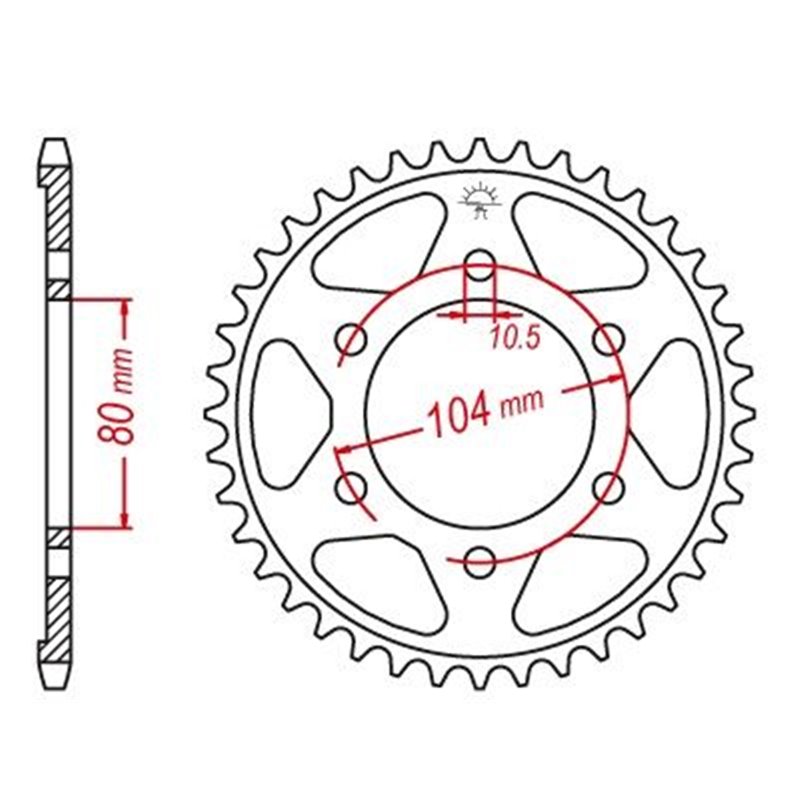 Couronne Acier Kawasaki - 525 - 42 Dents - Similaire JTR1489 - Made in Germany