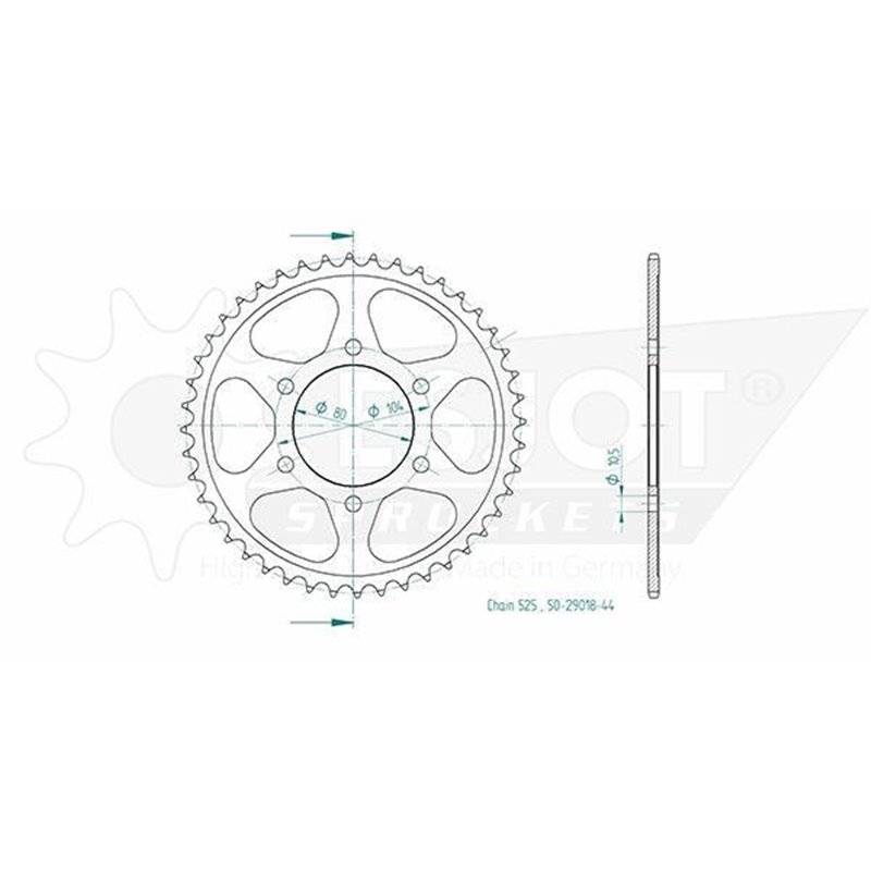 Couronne Acier Kawasaki - 525 - 43 Dents - Similaire JTR1489 - Made in Germany