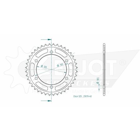 Couronne Acier Kawasaki - 525 - 40 Dents - Similaire JTR498 - Made in Germany