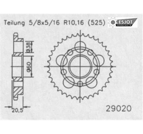 Couronne Acier Ducati - 525 - 36 Dents - Made in Germany