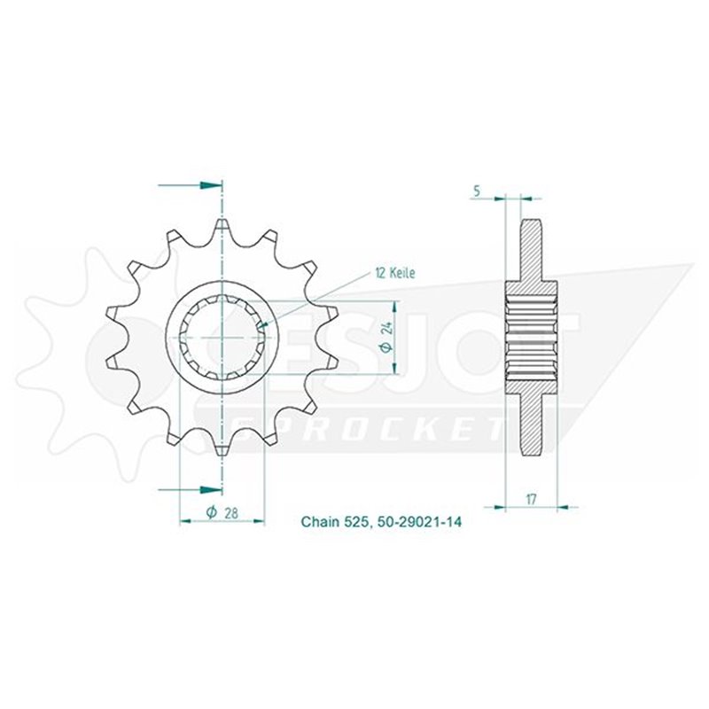 Pignon - 525 - 14 Dents - Made in Germany