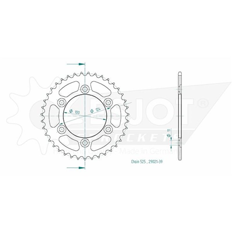 Couronne Acier Ducati - 525 - 39 Dents - Similaire JTR745 - Made in Germany