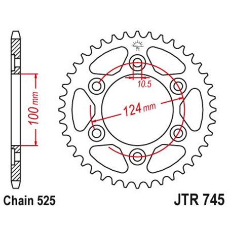 Couronne Acier Ducati - 525 - 39 Dents - Similaire JTR745 - Made in Germany