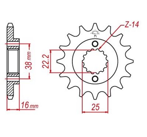 Pignon Cagiva-Ducati - 525 - 15 Dents - Similaire JTF740 - Made in Germany