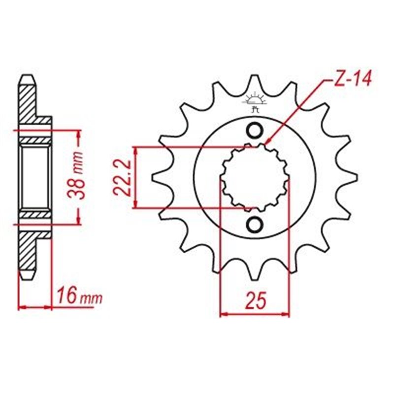 Pignon Cagiva-Ducati - 525 - 15 Dents - Similaire JTF740 - Made in Germany