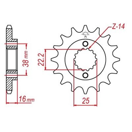 Pignon Cagiva-Ducati - 525 - 15 Dents - Similaire JTF740 - Made in Germany