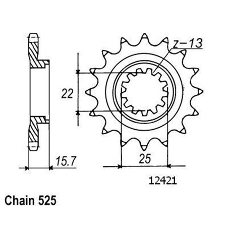 Pignon Kawasaki - 525 - 15 Dents - Similaire JTF1535 - Made in Germany