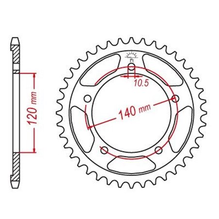 Couronne Acier Kawasaki-Suzuki - 525 - 41 Dents - Similaire JTR1792 - Made in Germany