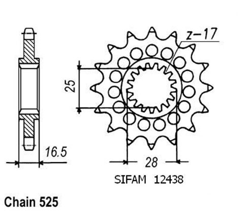 Pignon KTM - 525 - 16 Dents - Similaire JTF1904 - Made in Germany