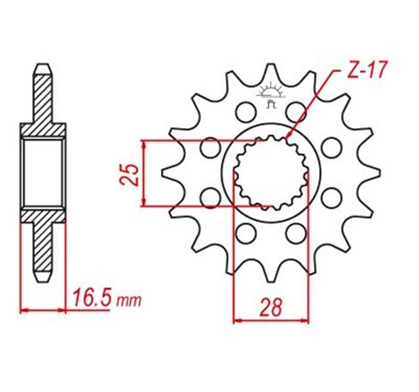 Pignon KTM - 525 - 16 Dents - Similaire JTF1904 - Made in Germany