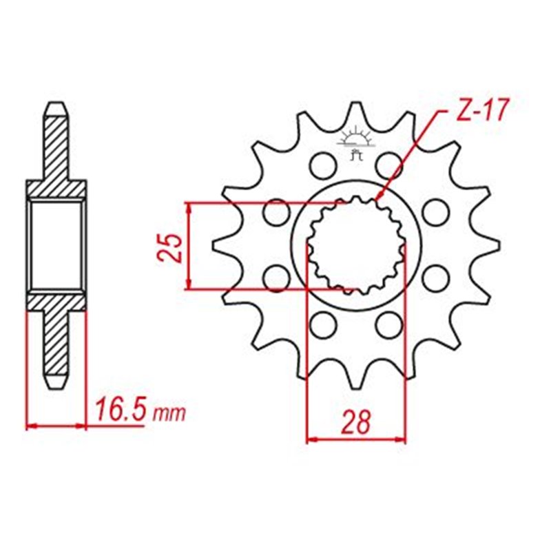 Pignon KTM - 525 - 16 Dents - Similaire JTF1904 - Made in Germany