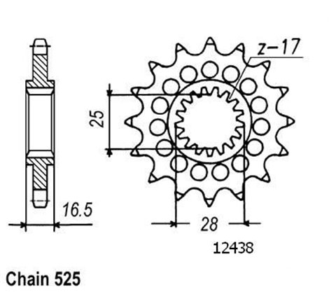 Pignon KTM - 525 - 17 Dents - Similaire JTF1904 - Made in Germany