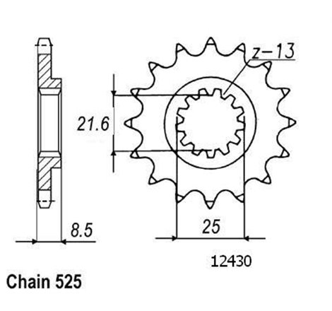 Pignon Kawasaki - 525 - 16 Dents - Similaire JTF1537 - Made in Germany