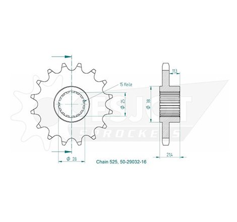 Pignon Aprilia - 525 - 16 Dents - Similaire JTF709 - Made in Germany