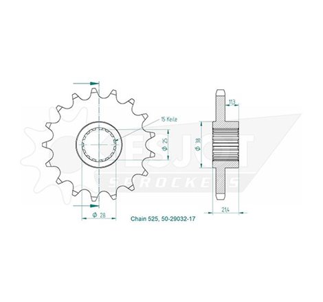 Pignon Aprilia - 525 - 17 Dents - Similaire JTF709 - Made in Germany