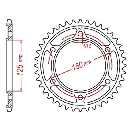 Couronne Acier KTM - 525 - 42 Dents - Similaire JTR899 - Made in Germany