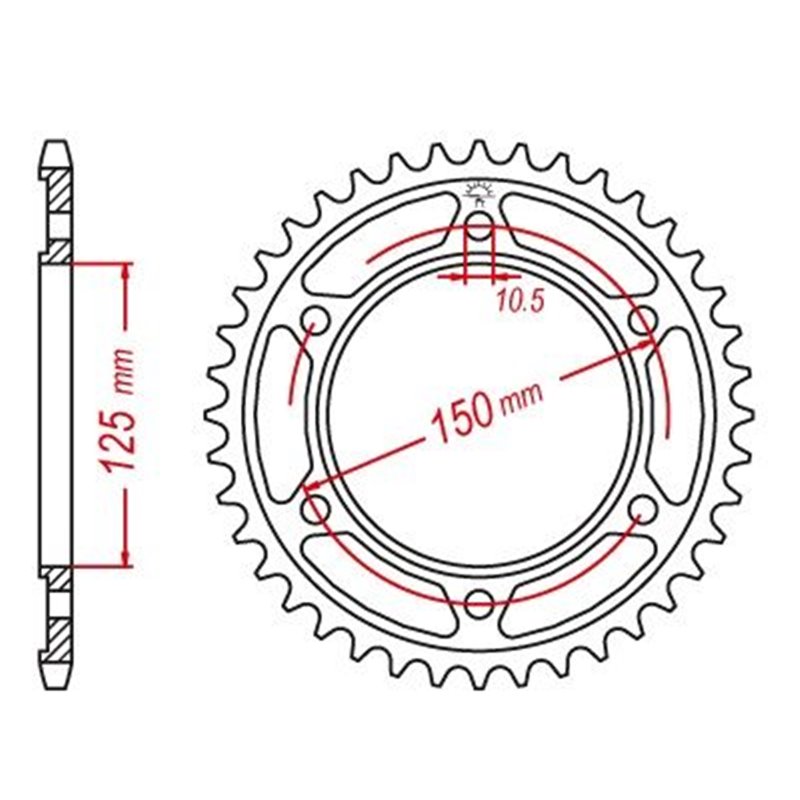 Couronne Acier KTM - 525 - 42 Dents - Similaire JTR899 - Made in Germany