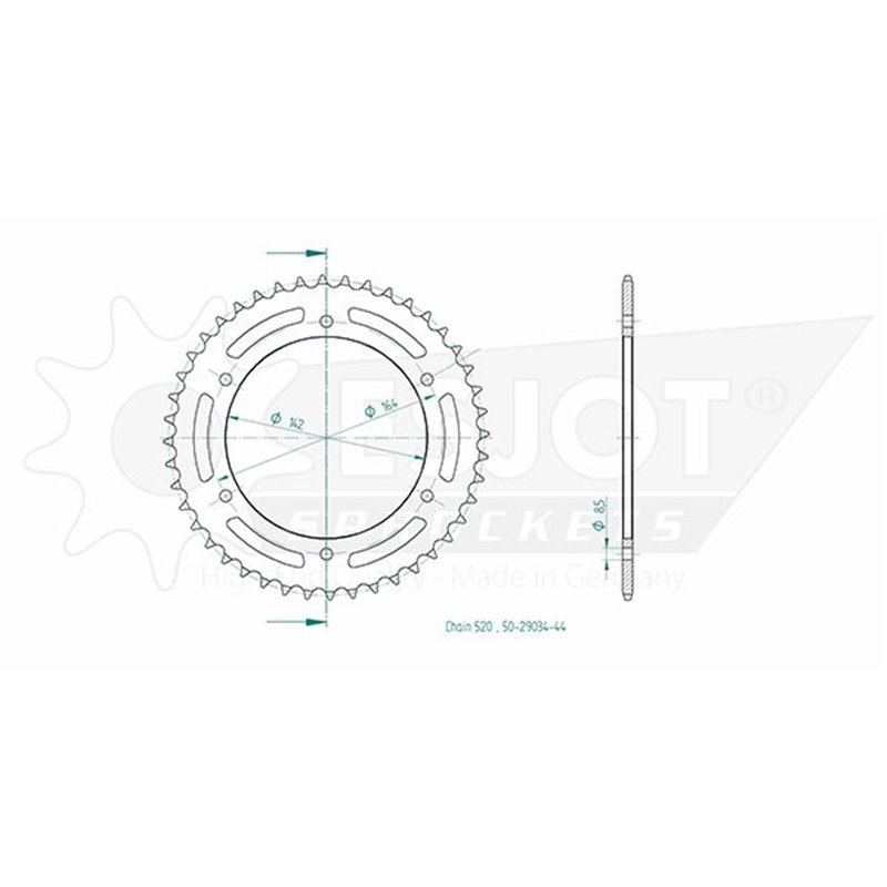 Couronne Acier Hyosung - 525 - 44 Dents - Similaire JTR1704 - Made in Germany