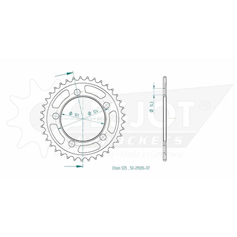 Couronne Acier KTM - 525 - 37 Dents - Made in Germany