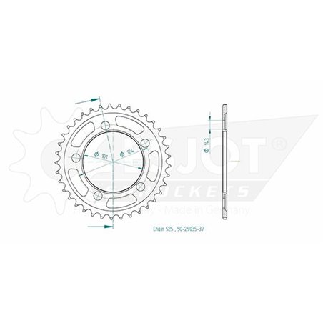 Couronne Acier KTM - 525 - 37 Dents - Made in Germany