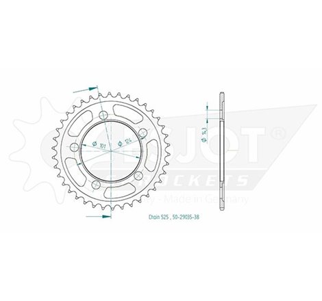 Couronne Acier KTM - 525 - 38 Dents - Similaire JTR898 - Made in Germany