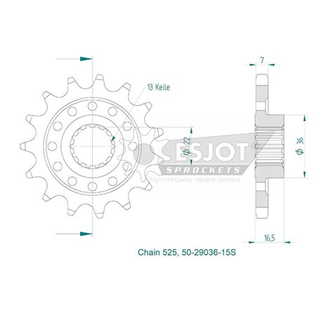 Pignon Lightweight Ducati - 525 - 15 Dents - Made in Germany