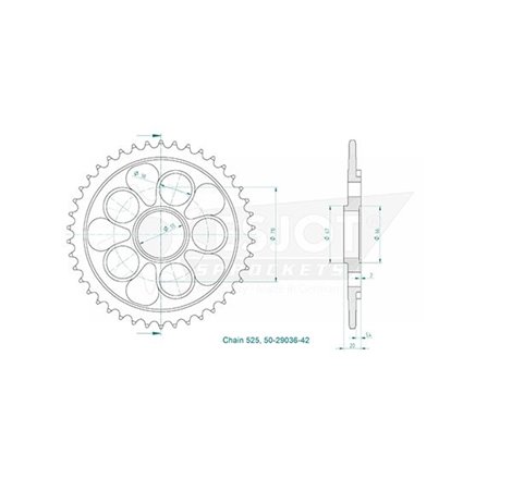 Couronne Acier Ducati - 525 - 42 Dents - Made in Germany