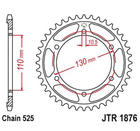 Couronne Acier Suzuki-Yamaha - 525 - 43 Dents - Similaire JTR1876 - Made in Germany