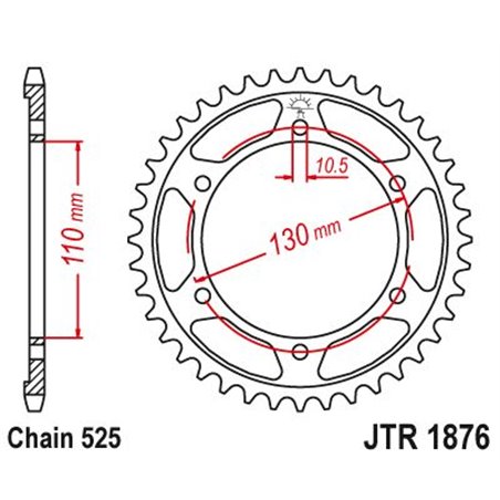 Couronne Acier Suzuki-Yamaha - 525 - 43 Dents - Similaire JTR1876 - Made in Germany