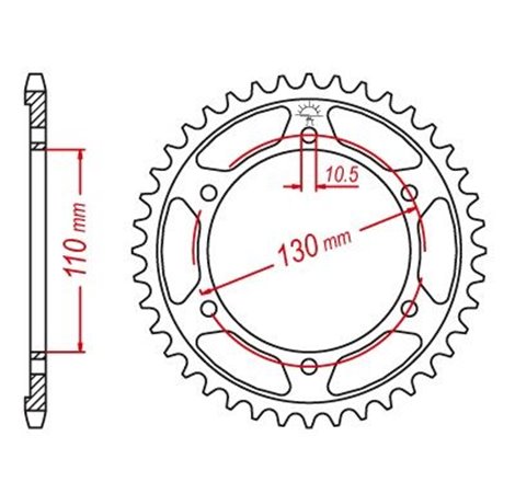 Couronne Acier - 525 - 44 Dents - Made in Germany