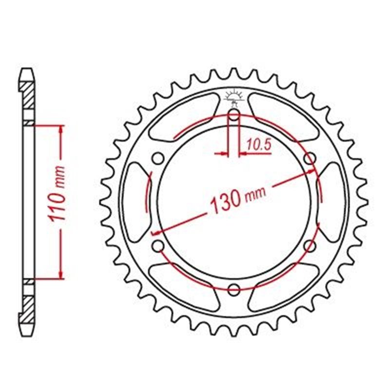 Couronne Acier - 525 - 44 Dents - Made in Germany