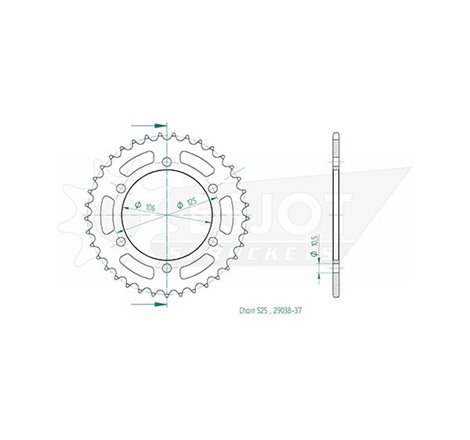 Couronne Acier - 525 - 37 Dents - Made in Germany