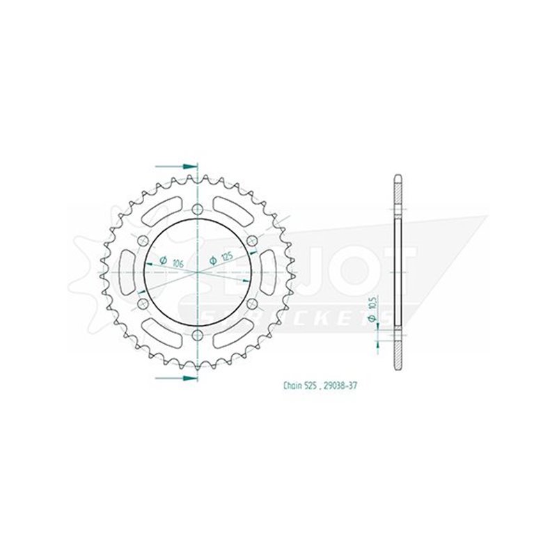 Couronne Acier - 525 - 37 Dents - Made in Germany