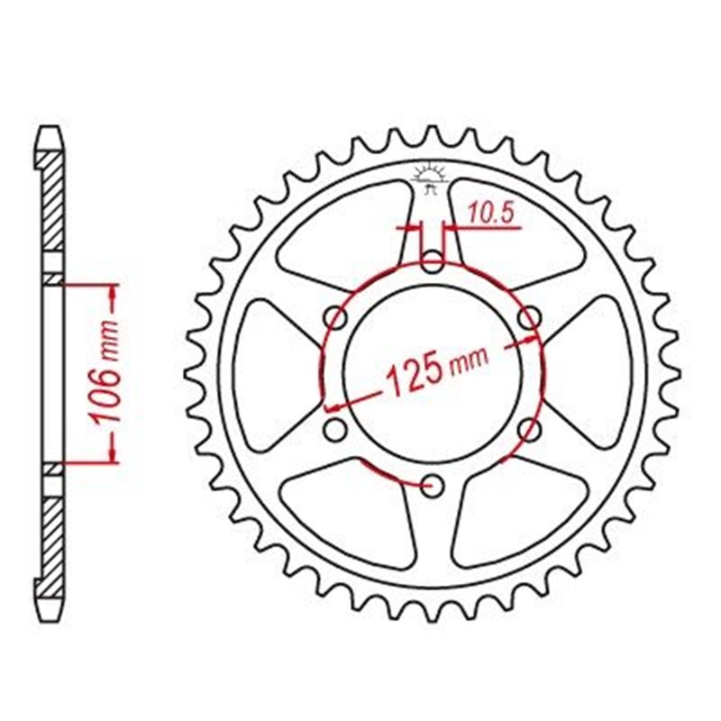 Couronne Acier Triumph - 525 - 47 Dents - Similaire JTR2014 - Made in Germany