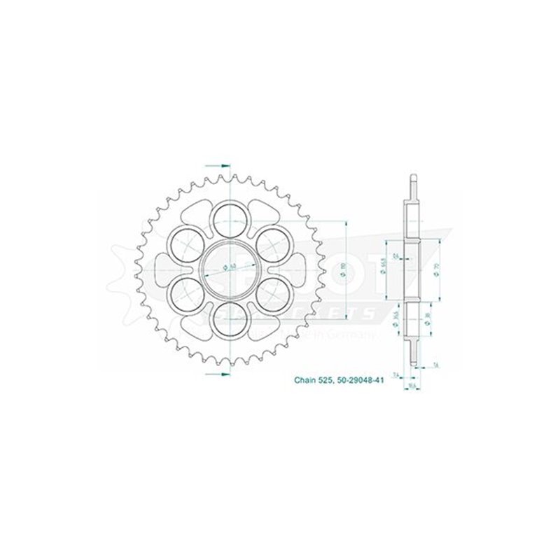 Couronne Acier Ducati - 525 - 41 Dents - Made in Germany