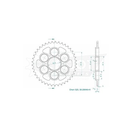 Couronne Acier Ducati - 525 - 41 Dents - Made in Germany