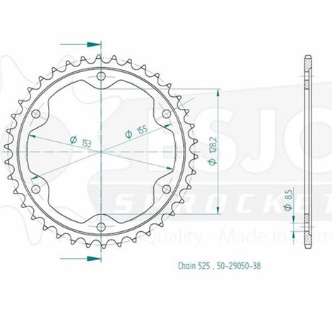 Couronne Acier KTM - 525 - 38 Dents - Made in Germany