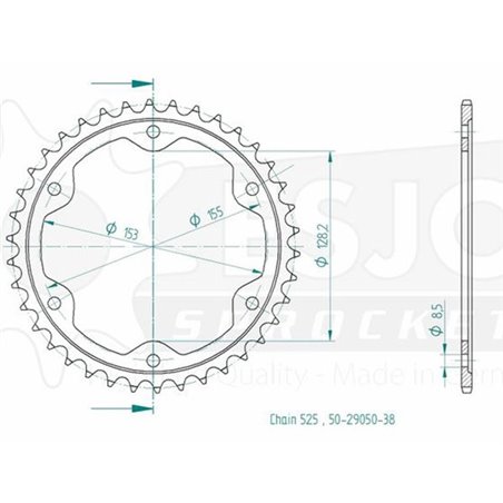 Couronne Acier KTM - 525 - 38 Dents - Made in Germany