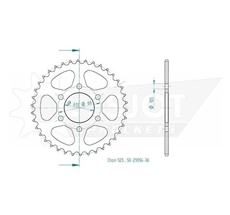 Couronne Esjot pour Royal Enfield - 525 - 38 dents