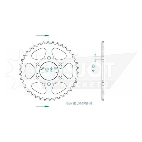 Couronne Esjot pour Royal Enfield - 525 - 38 dents