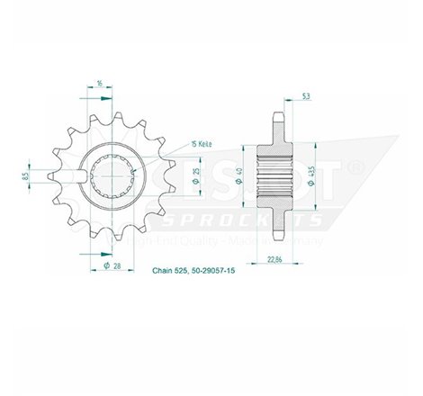 Esjot - Pignon - 525 - 15 dents
Made in Germany