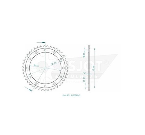 Couronne ESJOT - pas en 525 - 43 dents