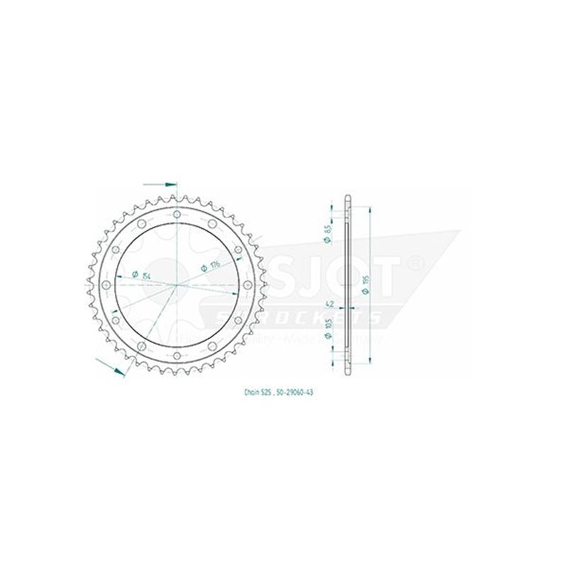 Couronne ESJOT - pas en 525 - 43 dents