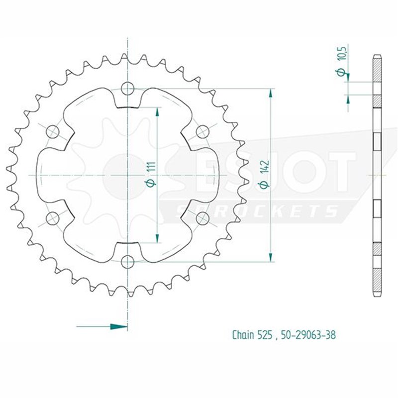 Esjot - Couronne - 525 - 38 dents