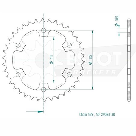 Esjot - Couronne - 525 - 38 dents