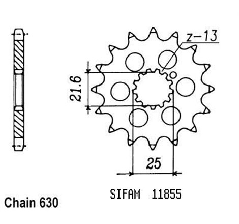 Pignon Kawasaki - 630 - 13 Dents - Similaire JTF518 - Made in Germany