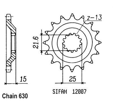 Pignon Kawasaki - 630 - 15 Dents - Similaire JTF514 - Made in Germany