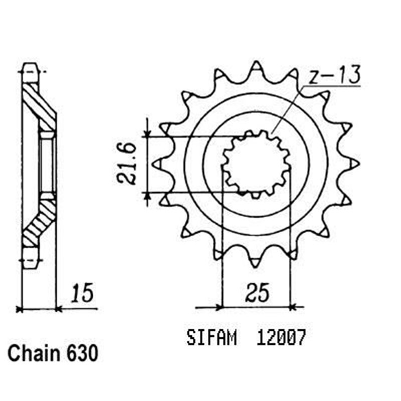 Pignon Kawasaki - 630 - 15 Dents - Similaire JTF514 - Made in Germany