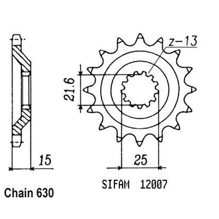 Pignon Kawasaki - 630 - 15 Dents - Similaire JTF514 - Made in Germany